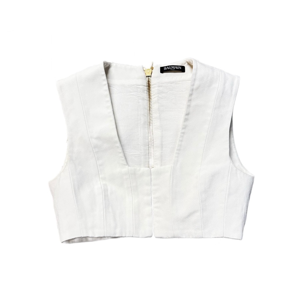 Balmain White Crop Top